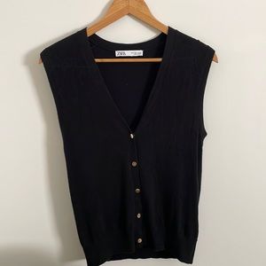 Black Zara Vest with Gold Buttons